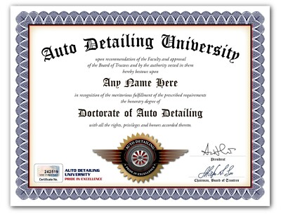 Car Detailing Certificate