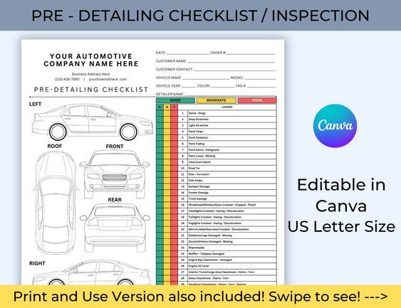 Car Detailing Checklist Template