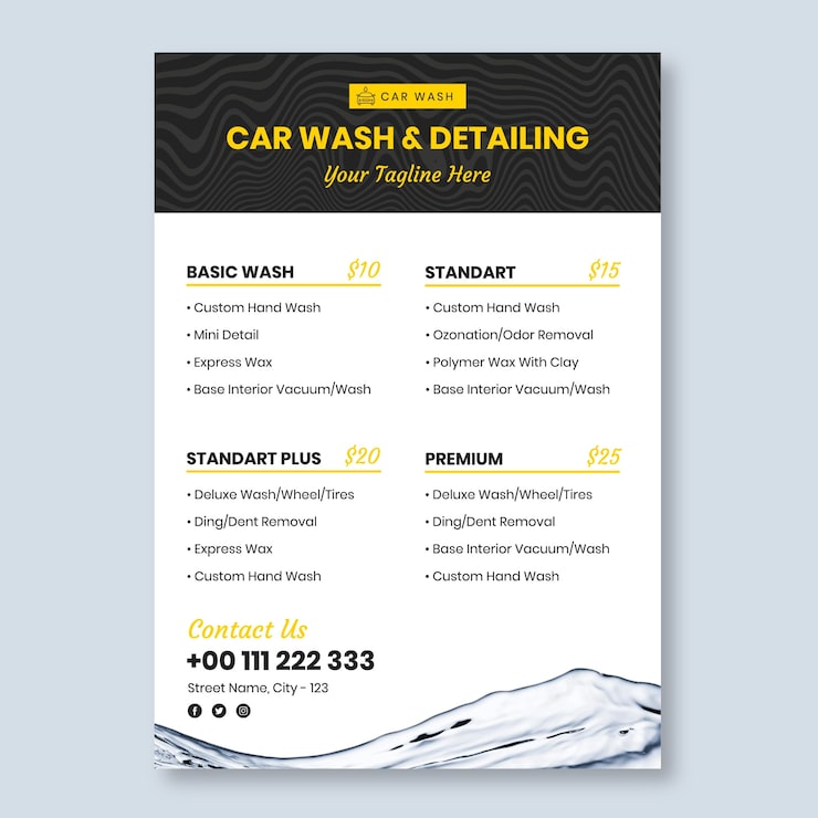 Car Detailing Menu