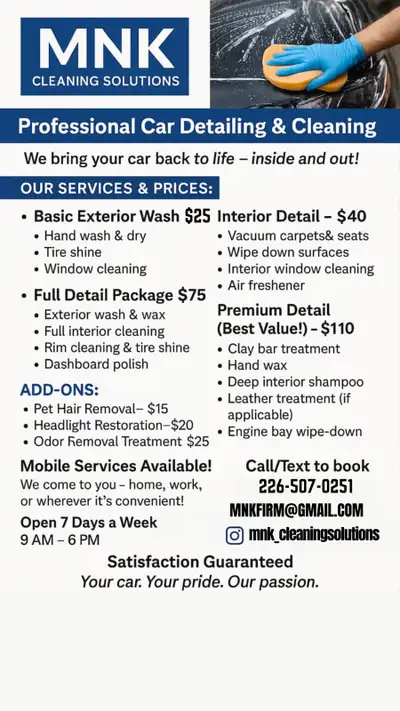 Car Detailing Package Prices