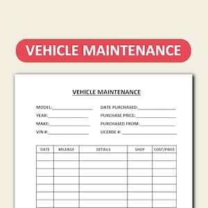 Car Maintenance Record Sheet