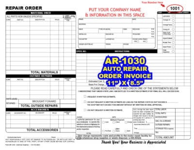 Car Repair Order Form