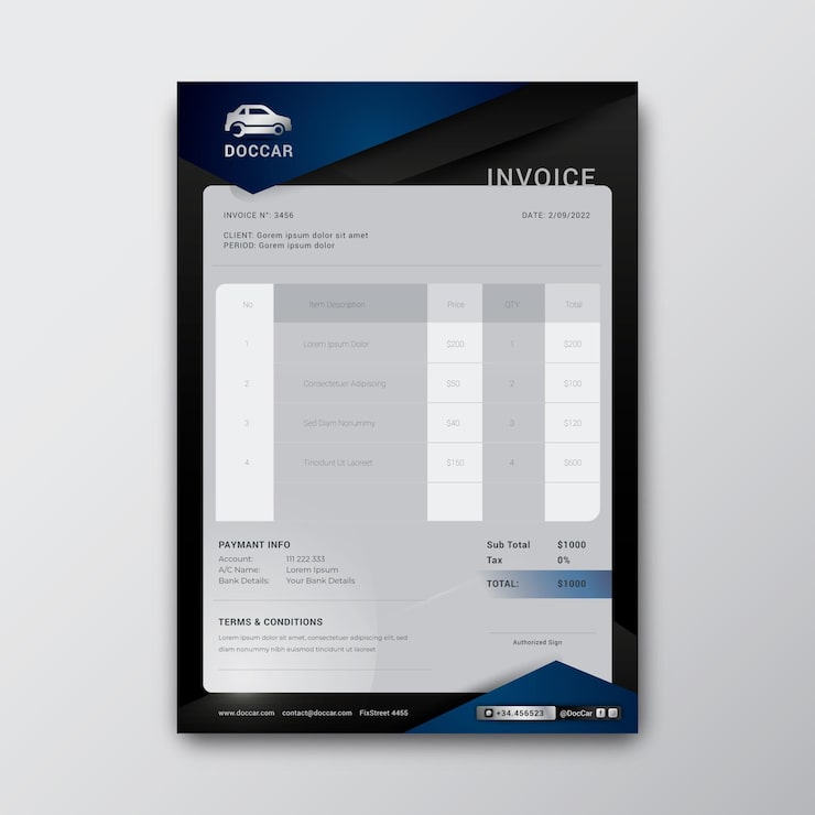 Invoice for Car Detailing